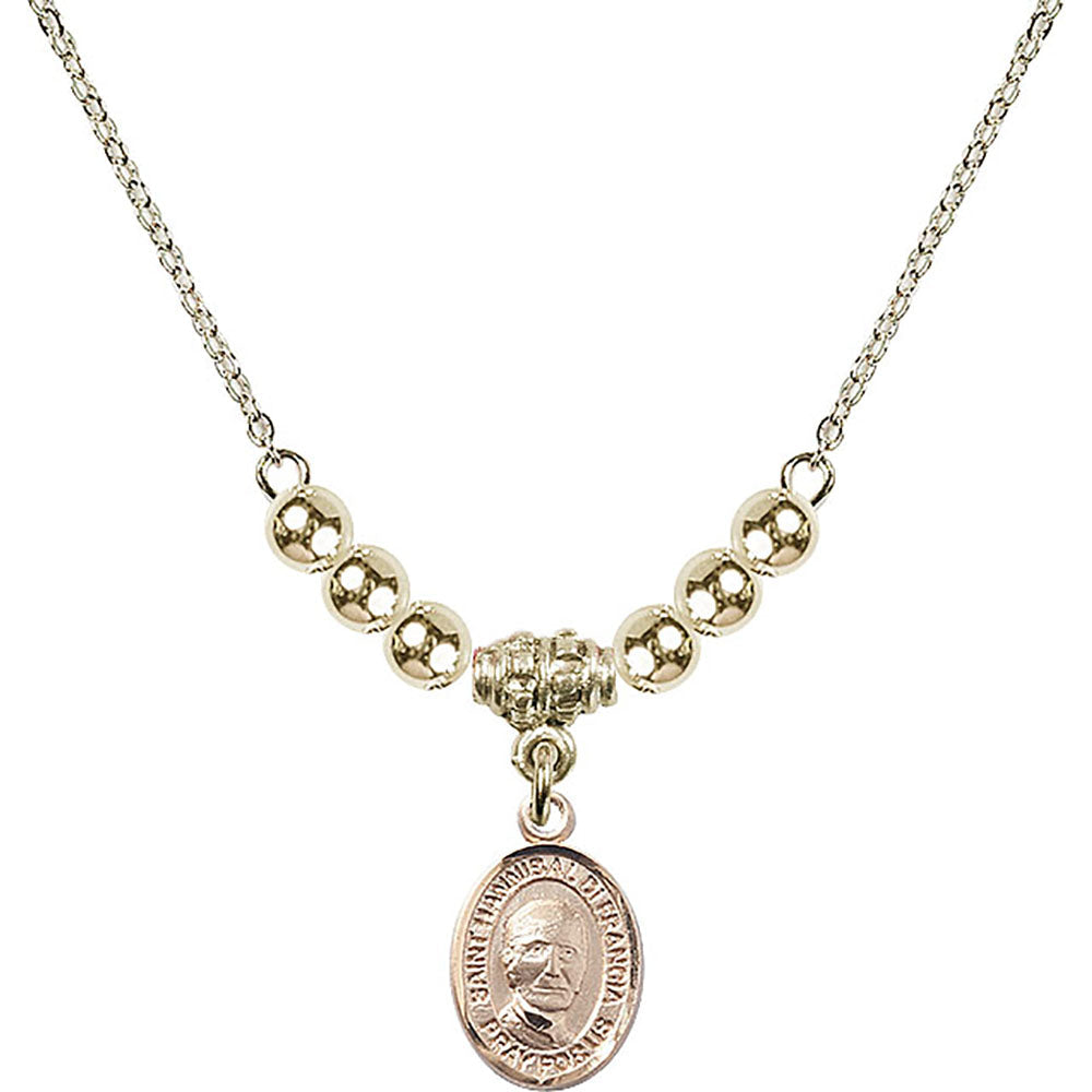 14kt Gold Filled Saint Hannibal Birthstone Necklace with Gold Filled Beads - 9327
