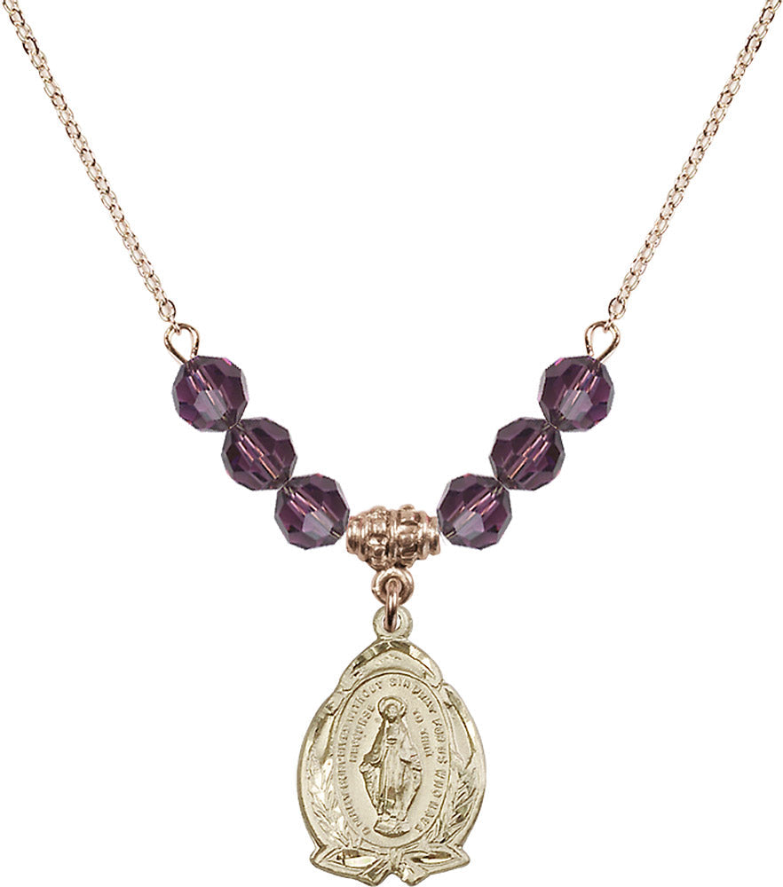 14kt Gold Filled Miraculous Birthstone Necklace with Amethyst Beads - 1481