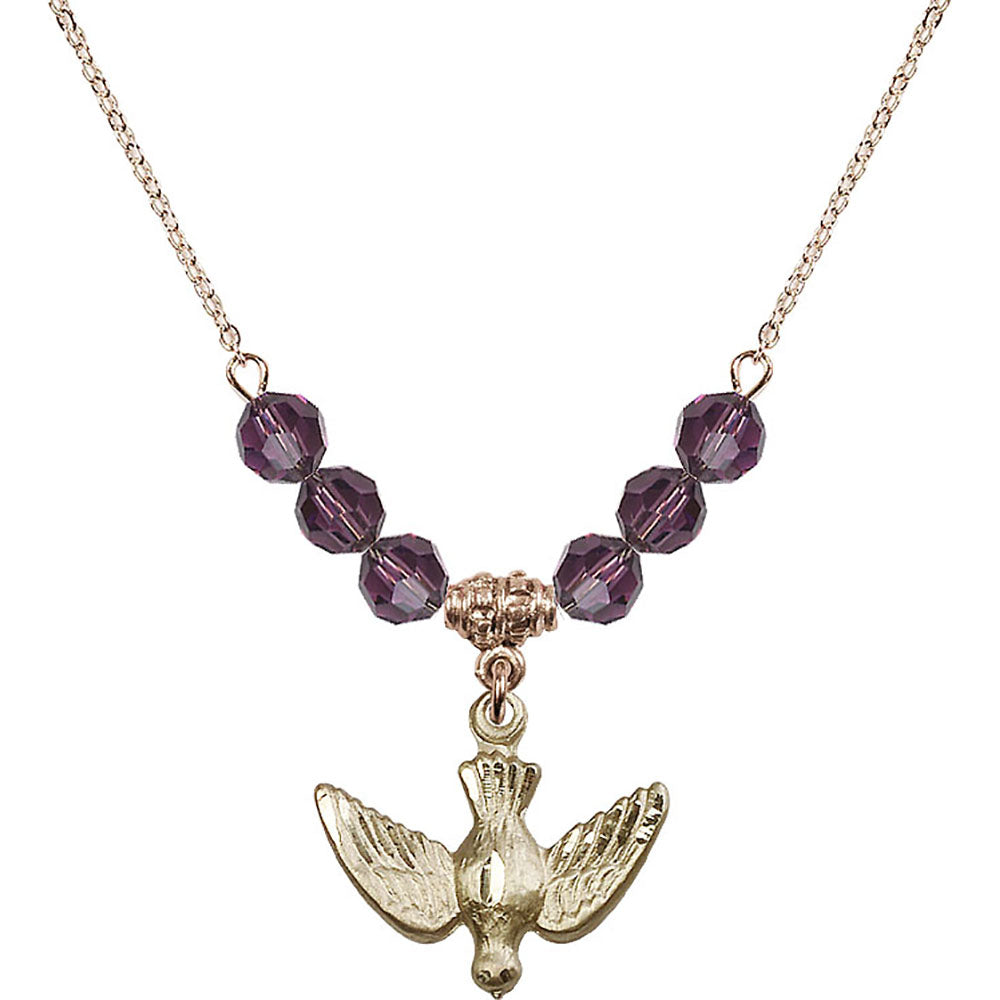 14kt Gold Filled Holy Spirit Birthstone Necklace with Amethyst Beads - 1628