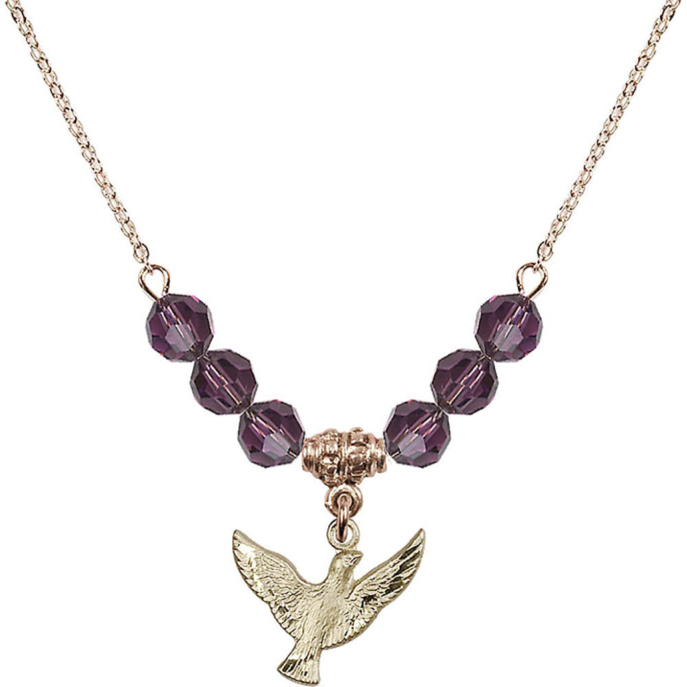 14kt Gold Filled Holy Spirit Birthstone Necklace with Amethyst Beads - 5912