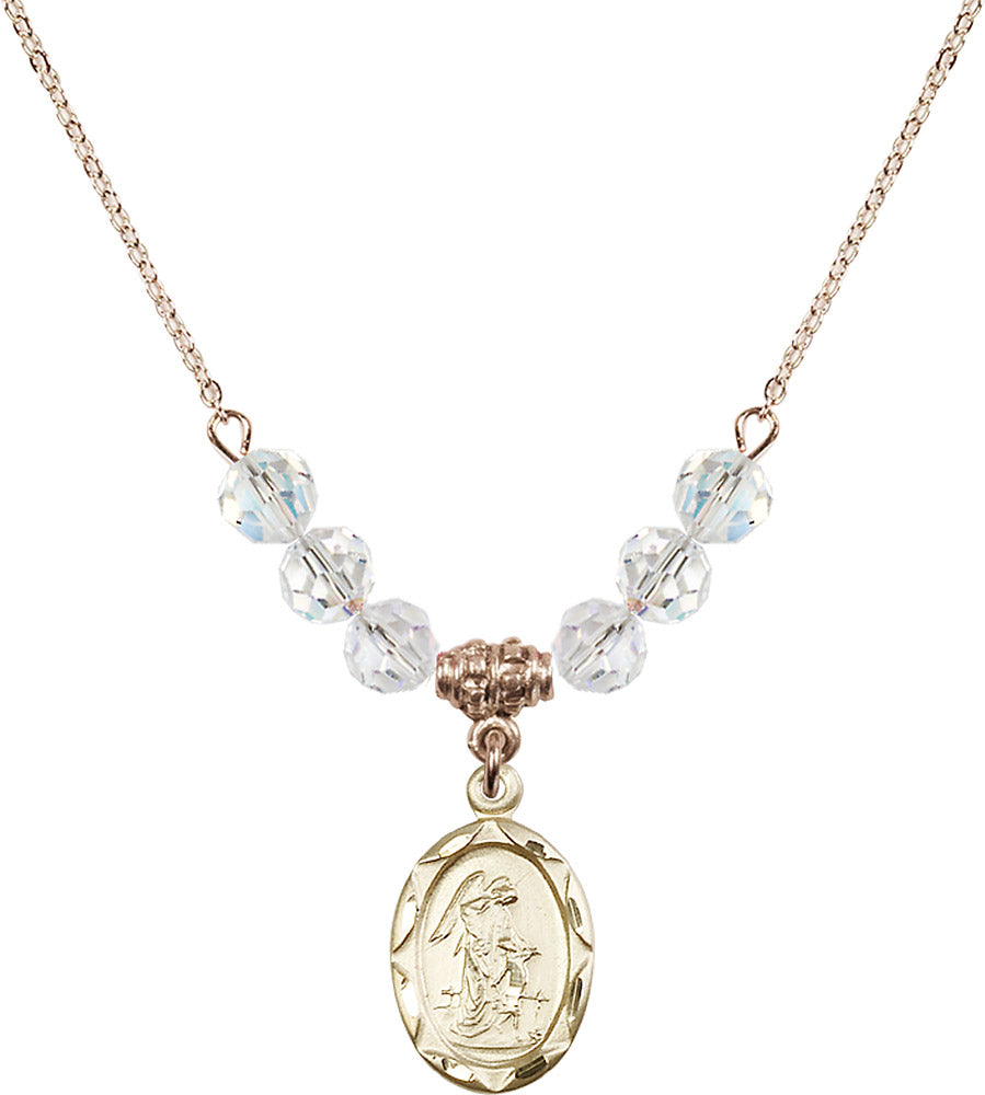 14kt Gold Filled Guardian Angel Birthstone Necklace with Crystal Beads - 0612