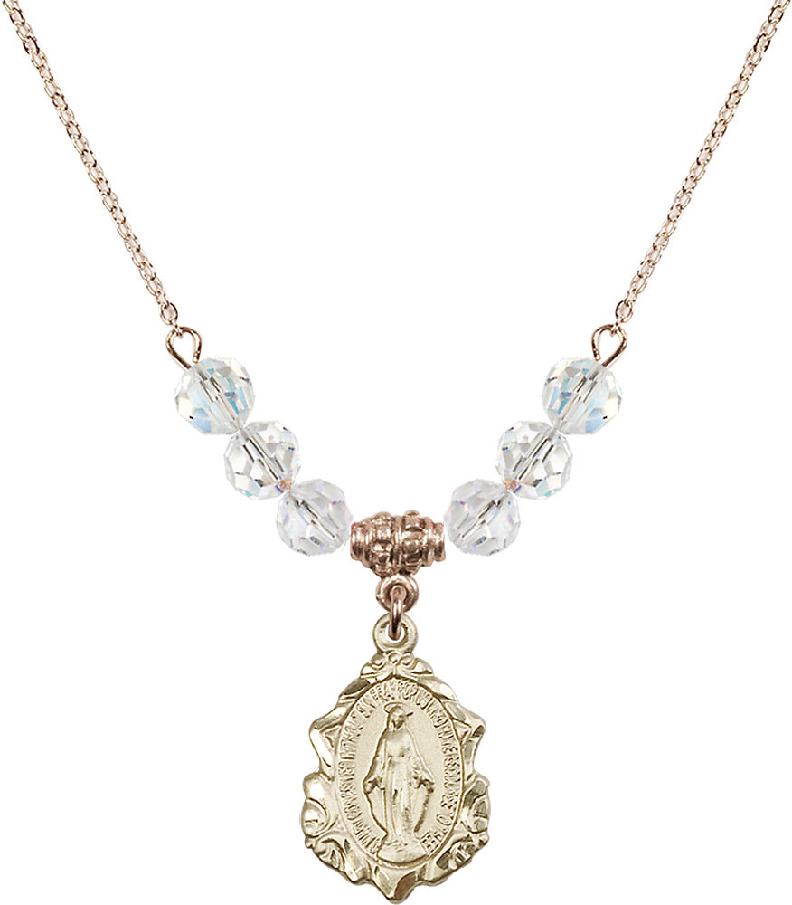 14kt Gold Filled Miraculous Birthstone Necklace with Crystal Beads - 0822