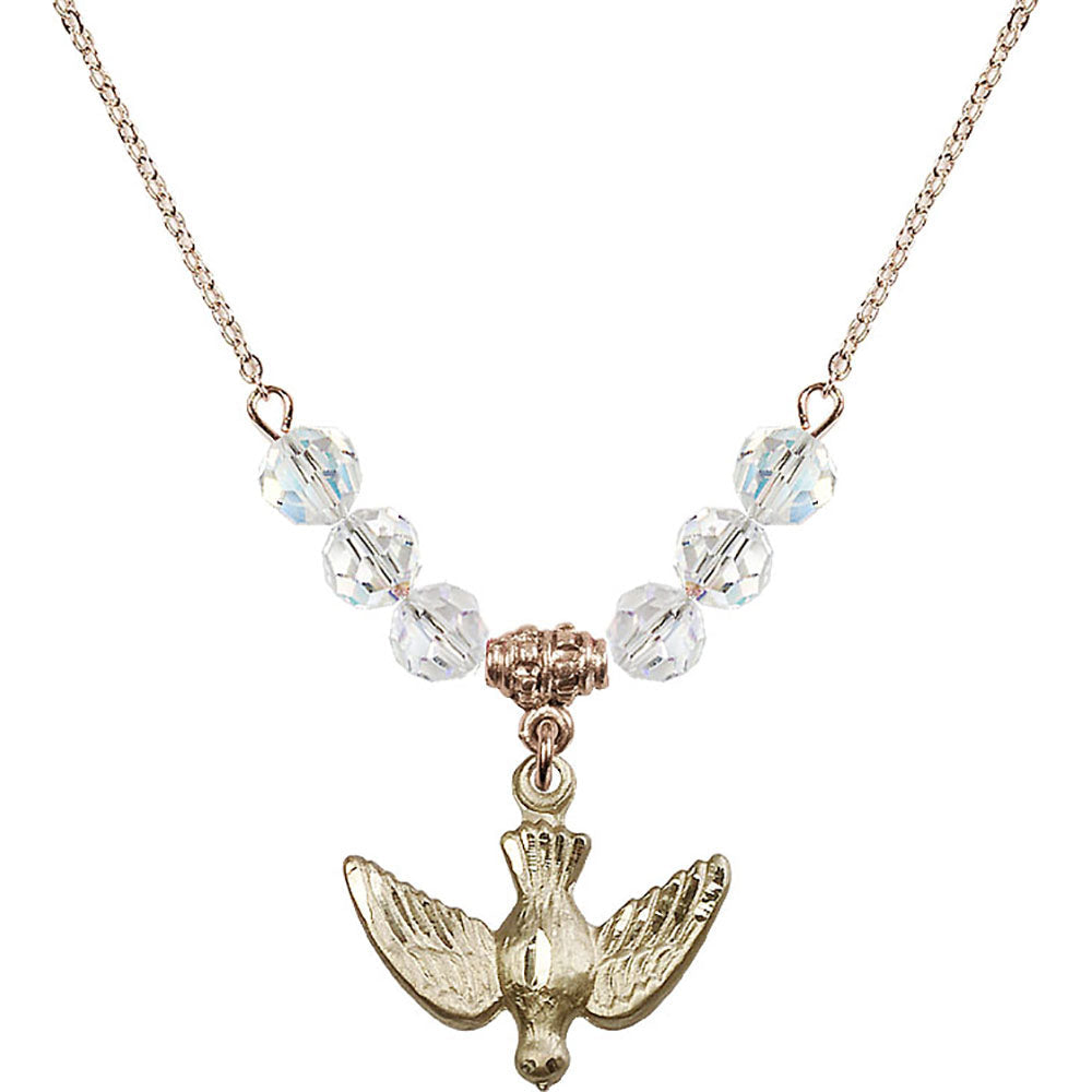 14kt Gold Filled Holy Spirit Birthstone Necklace with Crystal Beads - 1628