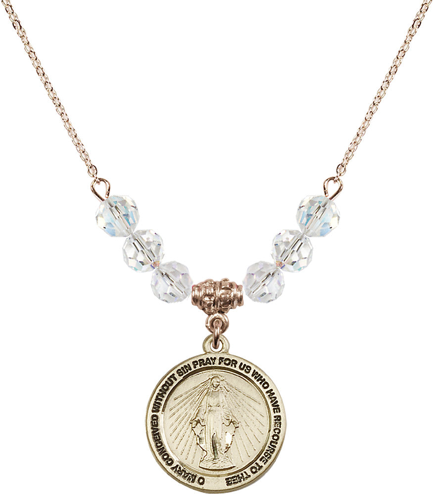 14kt Gold Filled Miraculous Birthstone Necklace with Crystal Beads - 4056