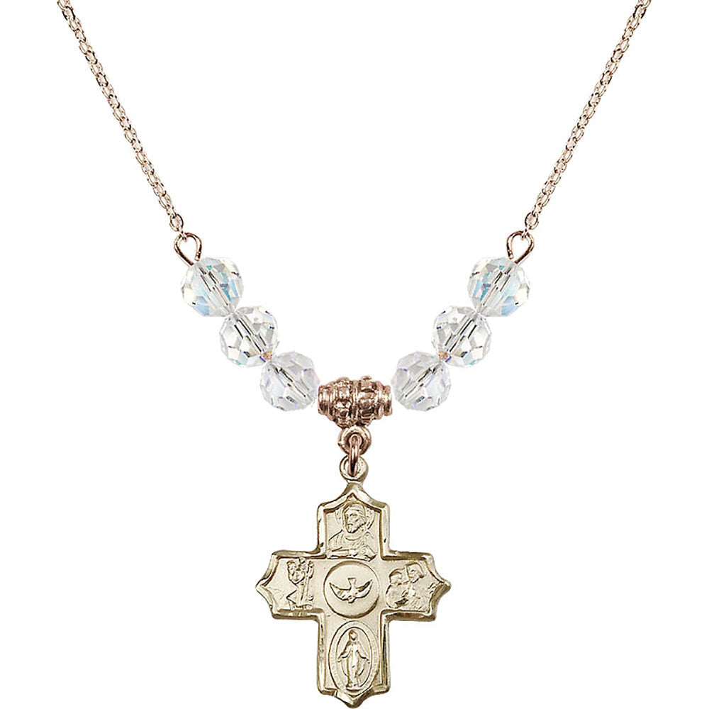 14kt Gold Filled 5-Way Birthstone Necklace with Crystal Beads - 4255