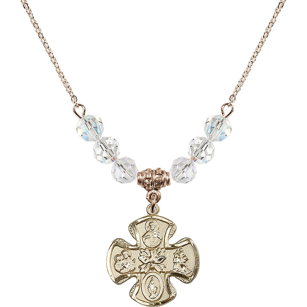14kt Gold Filled 5-Way Birthstone Necklace with Crystal Beads - 5443