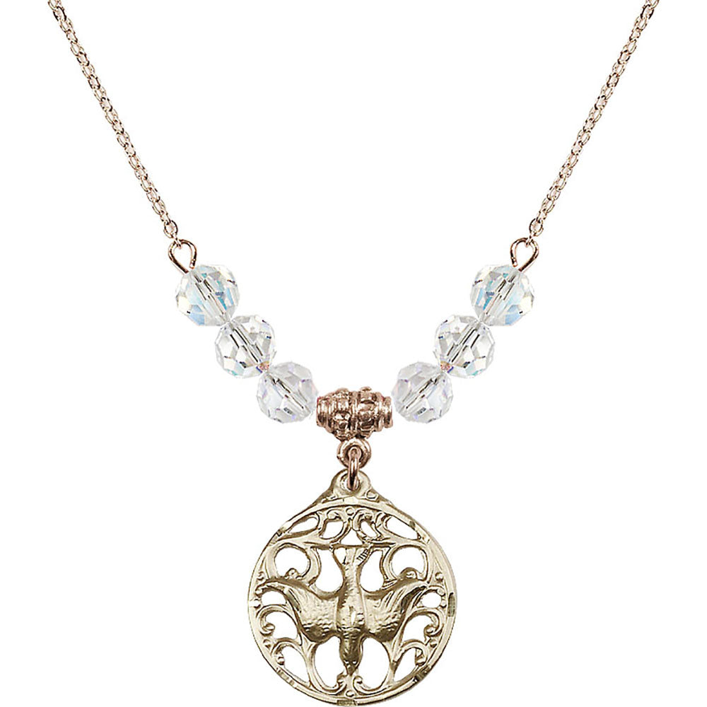14kt Gold Filled Holy Spirit Birthstone Necklace with Crystal Beads - 5655