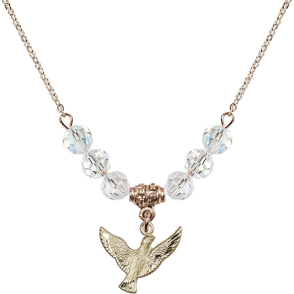14kt Gold Filled Holy Spirit Birthstone Necklace with Crystal Beads - 5912