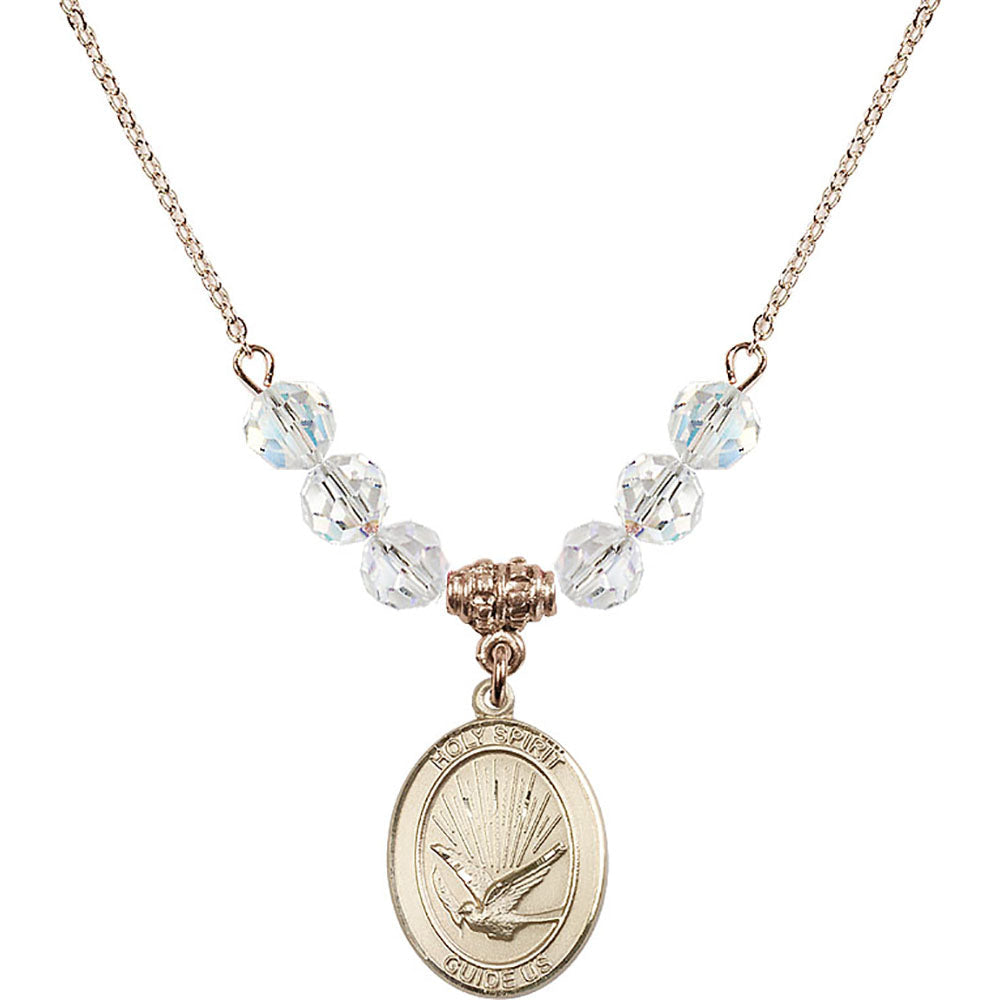 14kt Gold Filled Holy Spirit Birthstone Necklace with Crystal Beads - 8044