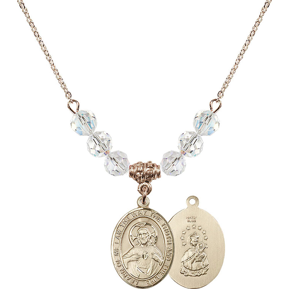 14kt Gold Filled Scapular Birthstone Necklace with Crystal Beads - 8098