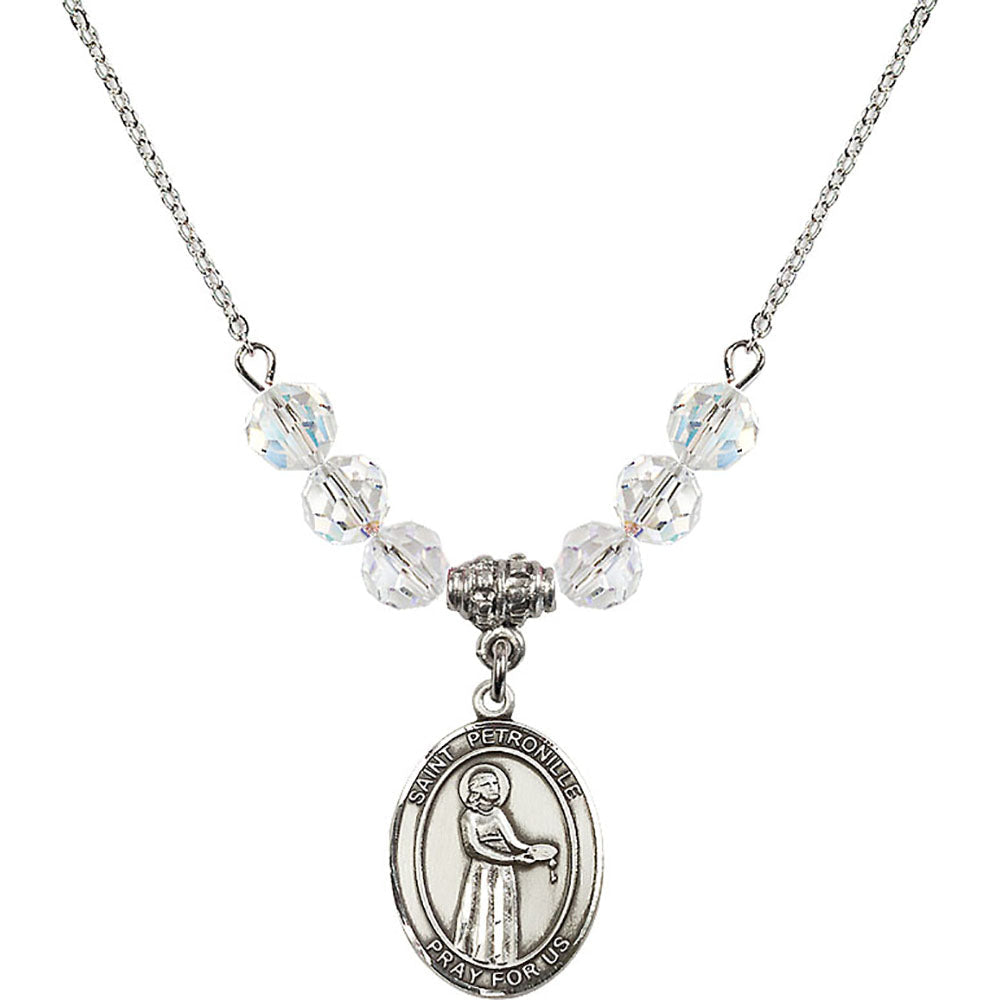 Sterling Silver Saint Petronille Birthstone Necklace with Crystal Beads - 8209
