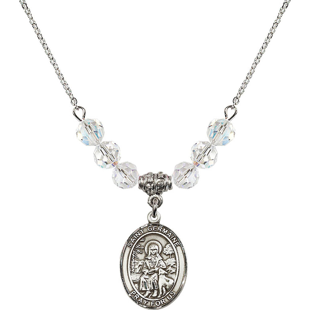 Sterling Silver Saint Germaine Cousin Birthstone Necklace with Crystal Beads - 8211
