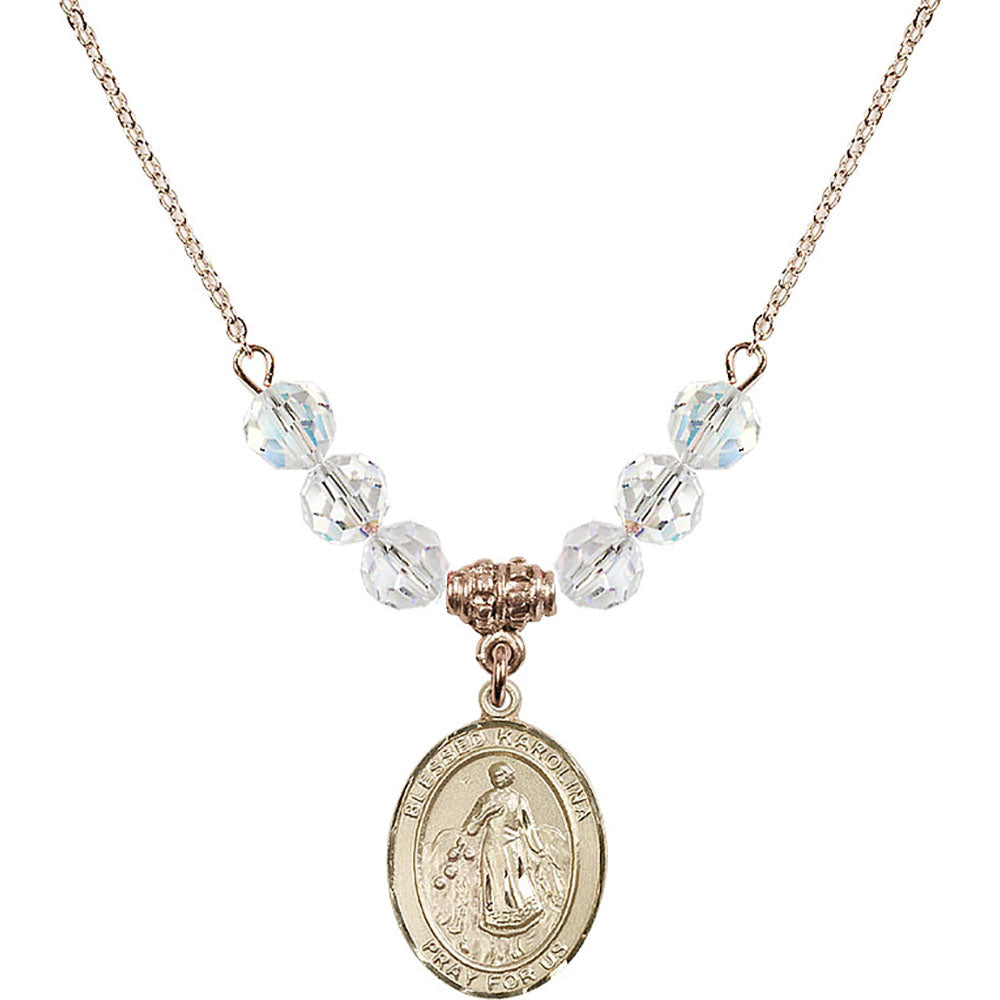14kt Gold Filled Blessed Karolina Kozkowna Birthstone Necklace with Crystal Beads - 8283