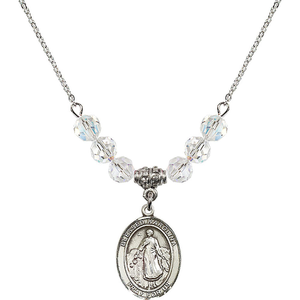 Sterling Silver Blessed Karolina Kozkowna Birthstone Necklace with Crystal Beads - 8283