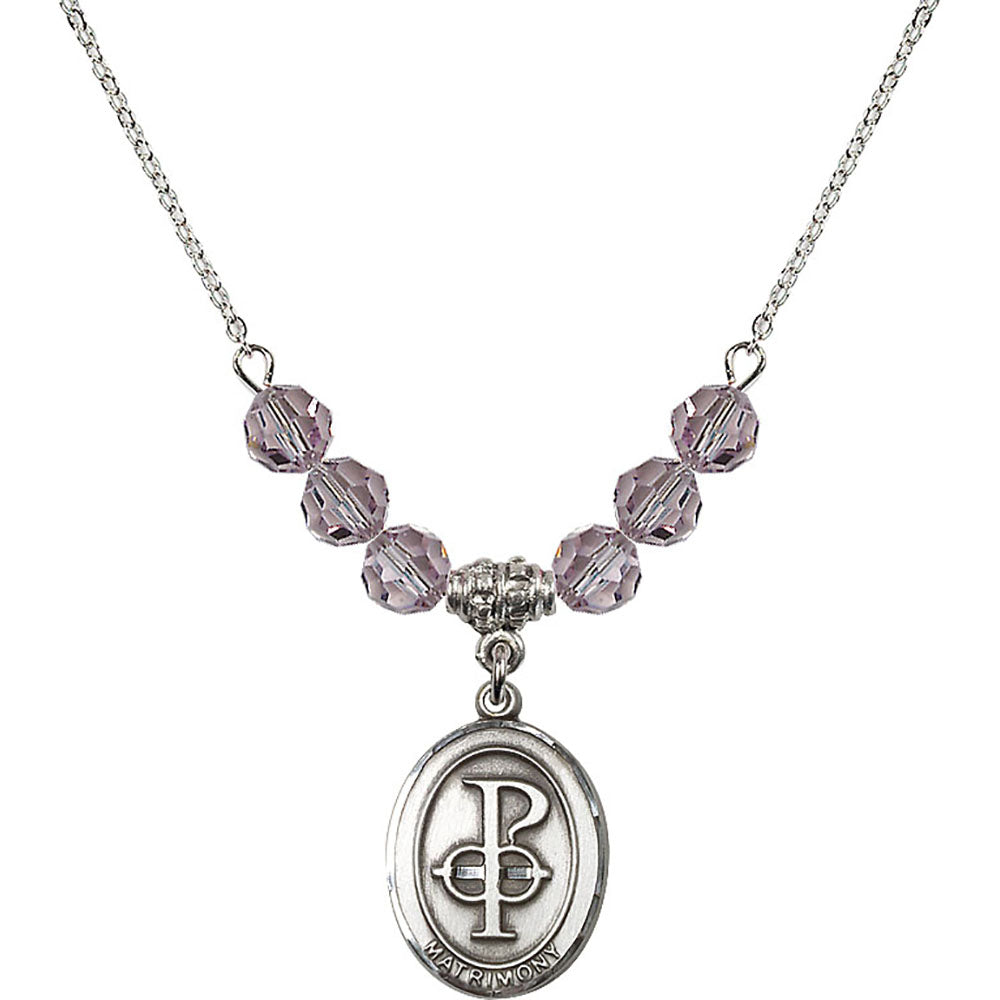 Sterling Silver Matrimony Birthstone Necklace with Light Amethyst Beads - 0869