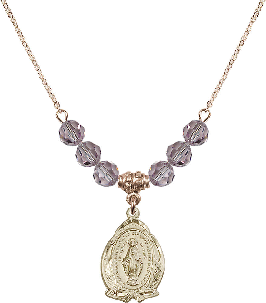 14kt Gold Filled Miraculous Birthstone Necklace with Light Amethyst Beads - 1481