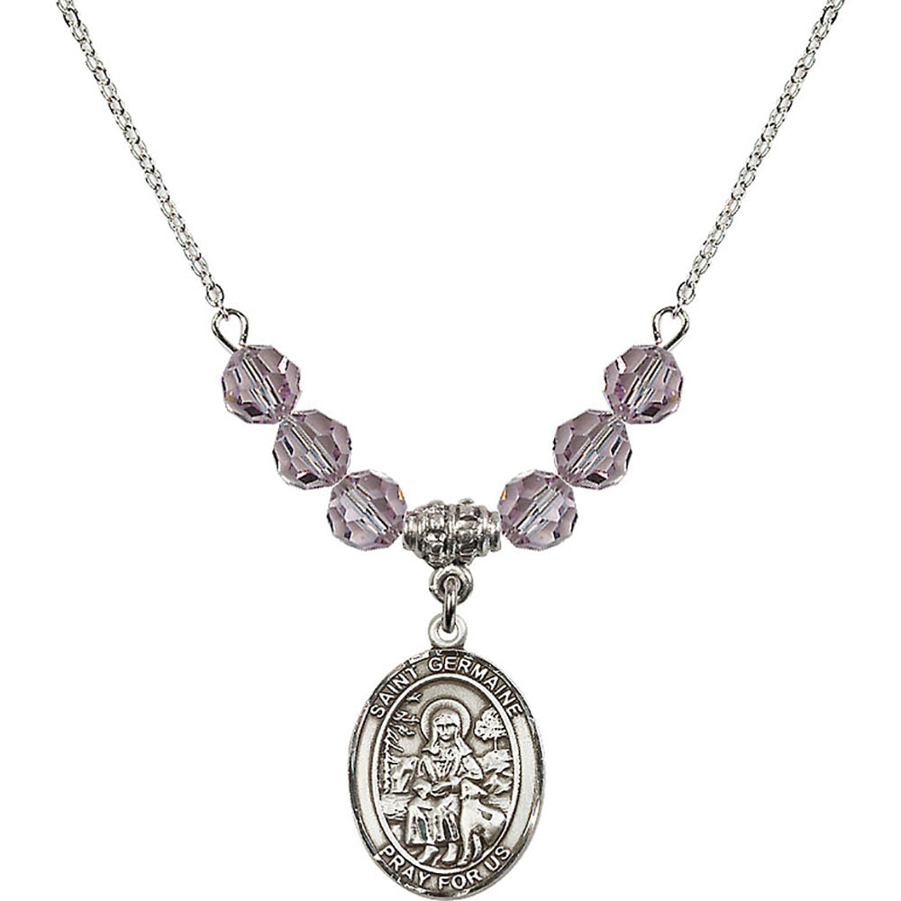 Sterling Silver Saint Germaine Cousin Birthstone Necklace with Light Amethyst Beads - 8211