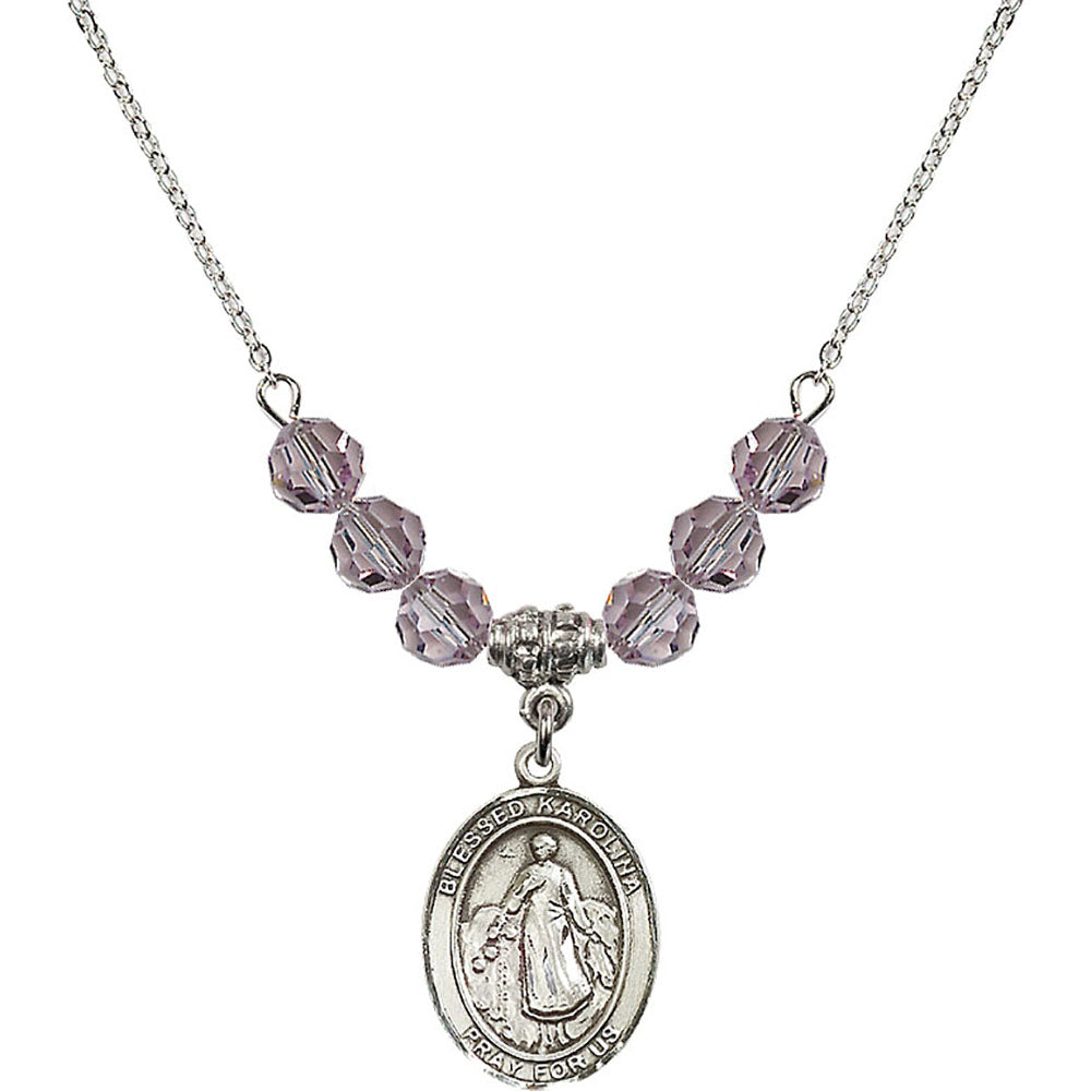 Sterling Silver Blessed Karolina Kozkowna Birthstone Necklace with Light Amethyst Beads - 8283
