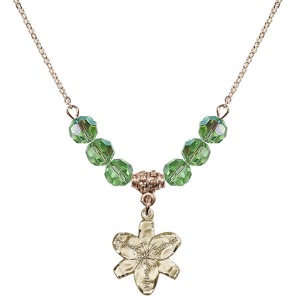 14kt Gold Filled Chastity Birthstone Necklace with Peridot Beads - 0088