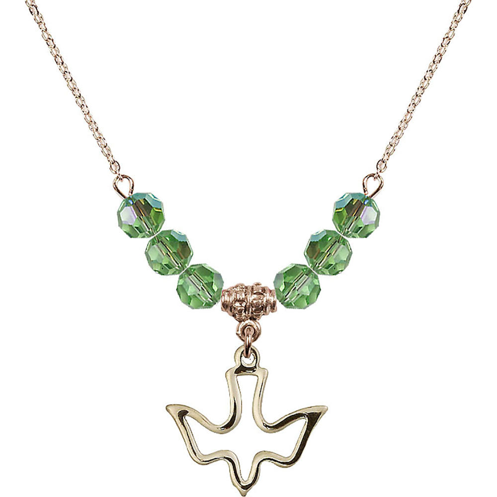 14kt Gold Filled Holy Spirit Birthstone Necklace with Peridot Beads - 1510