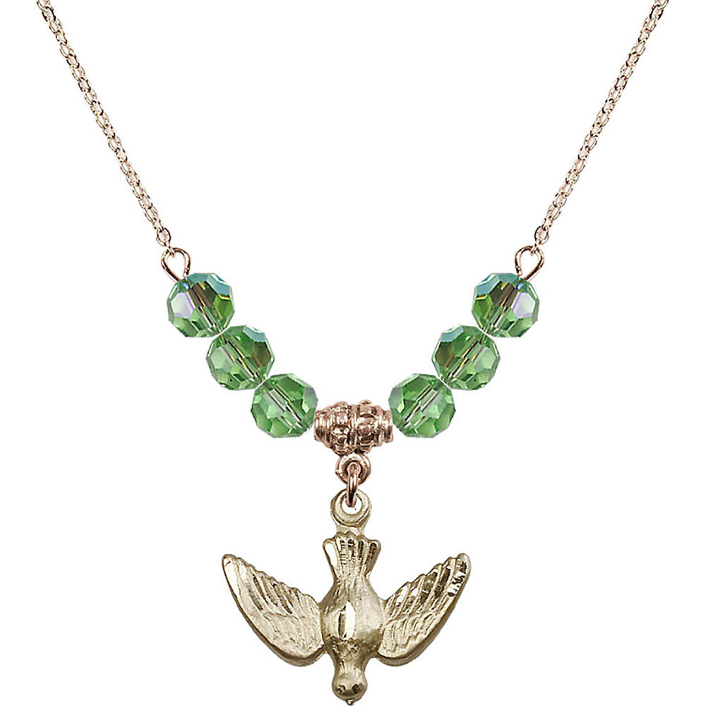 14kt Gold Filled Holy Spirit Birthstone Necklace with Peridot Beads - 1628