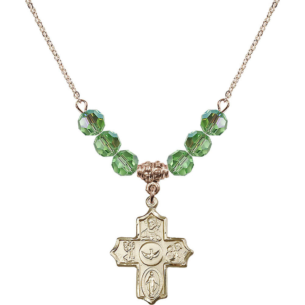 14kt Gold Filled 5-Way Birthstone Necklace with Peridot Beads - 4255