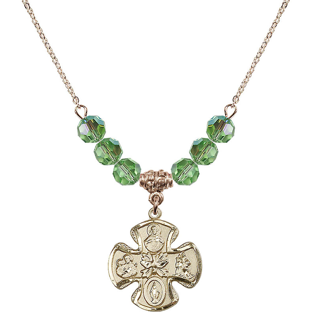 14kt Gold Filled 5-Way Birthstone Necklace with Peridot Beads - 5443