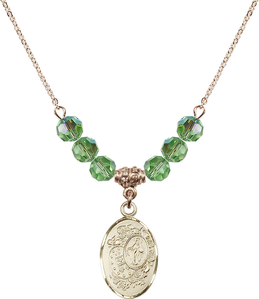 14kt Gold Filled Miraculous Birthstone Necklace with Peridot Beads - 5682