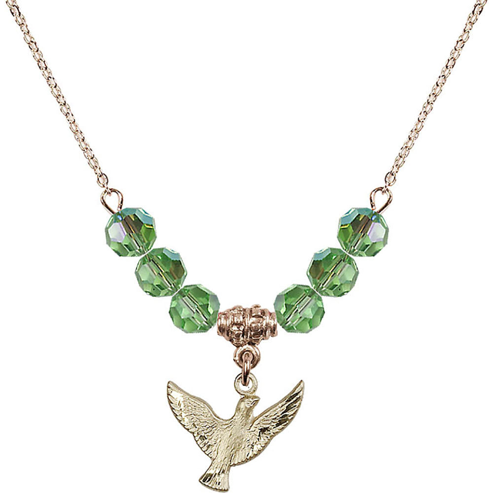 14kt Gold Filled Holy Spirit Birthstone Necklace with Peridot Beads - 5912