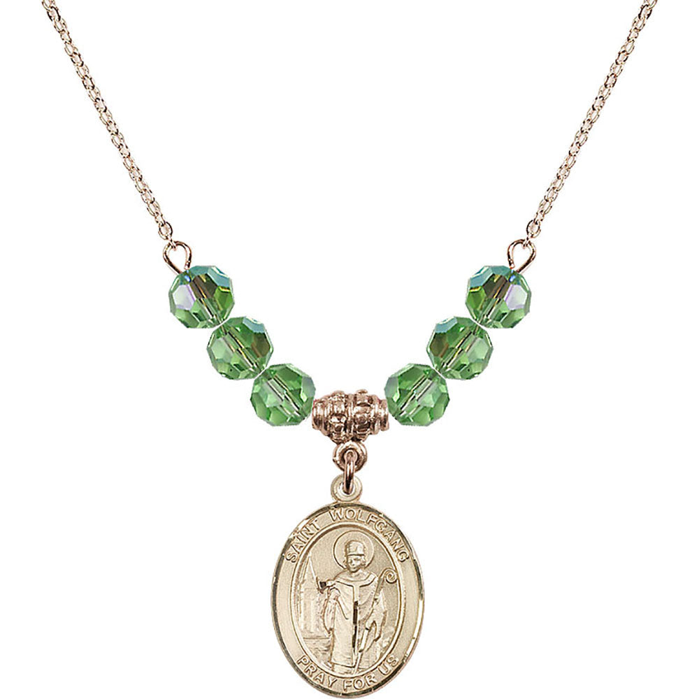 14kt Gold Filled Saint Wolfgang Birthstone Necklace with Peridot Beads - 8323