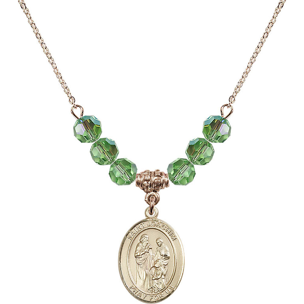 14kt Gold Filled Saint Joachim Birthstone Necklace with Peridot Beads - 8348
