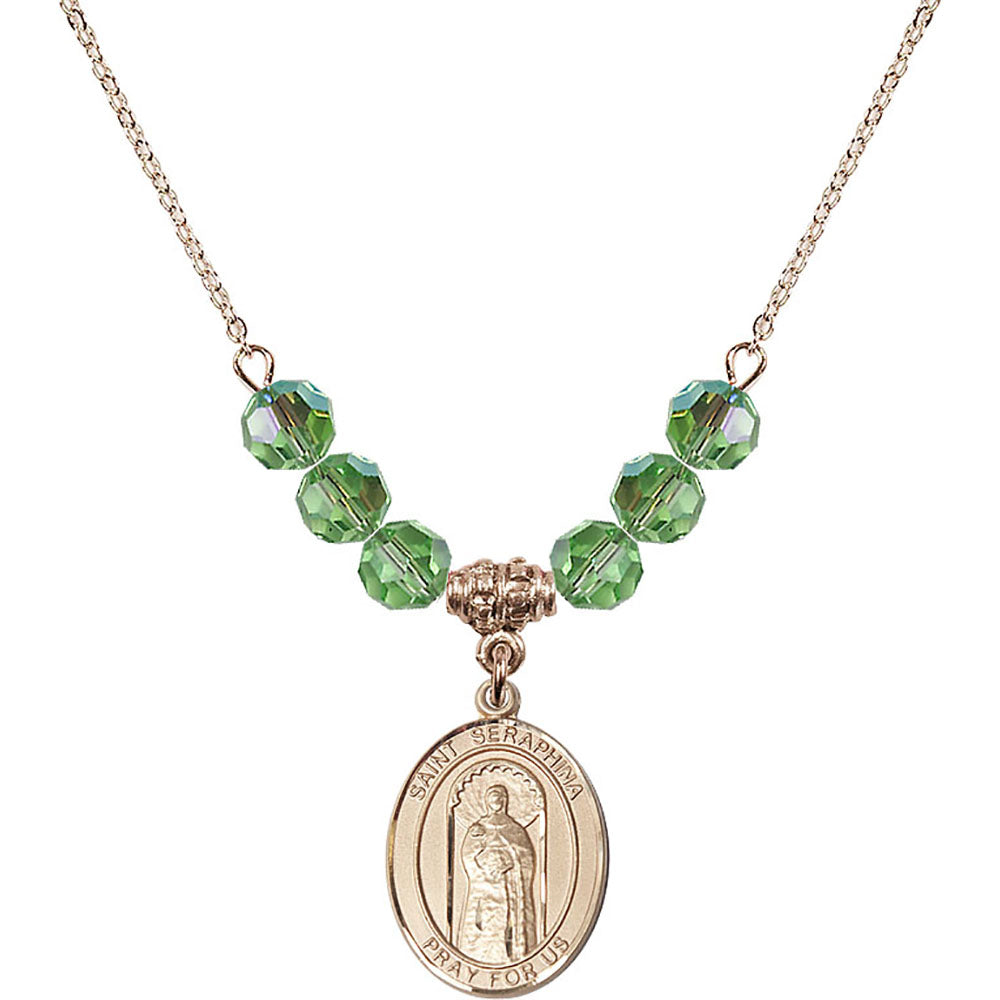 14kt Gold Filled Saint Seraphina Birthstone Necklace with Peridot Beads - 8405