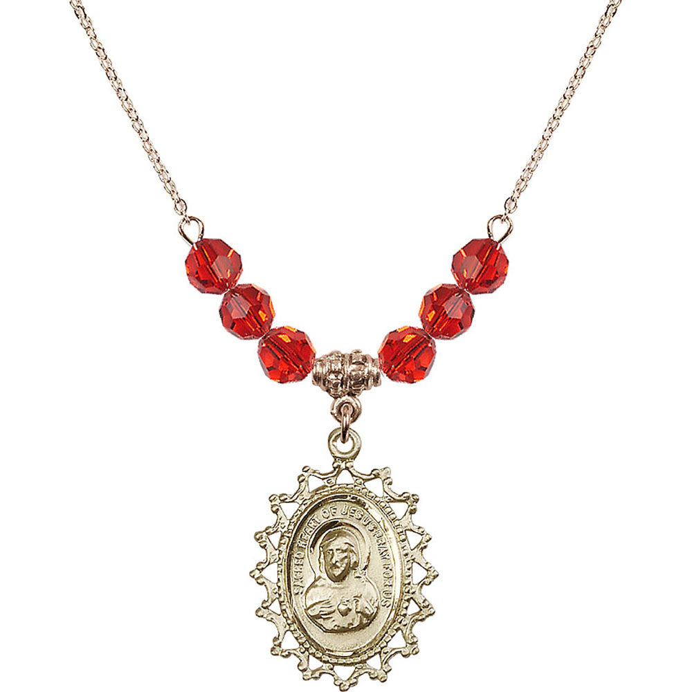 14kt Gold Filled Scapular Birthstone Necklace with Ruby Beads - 1619 ...