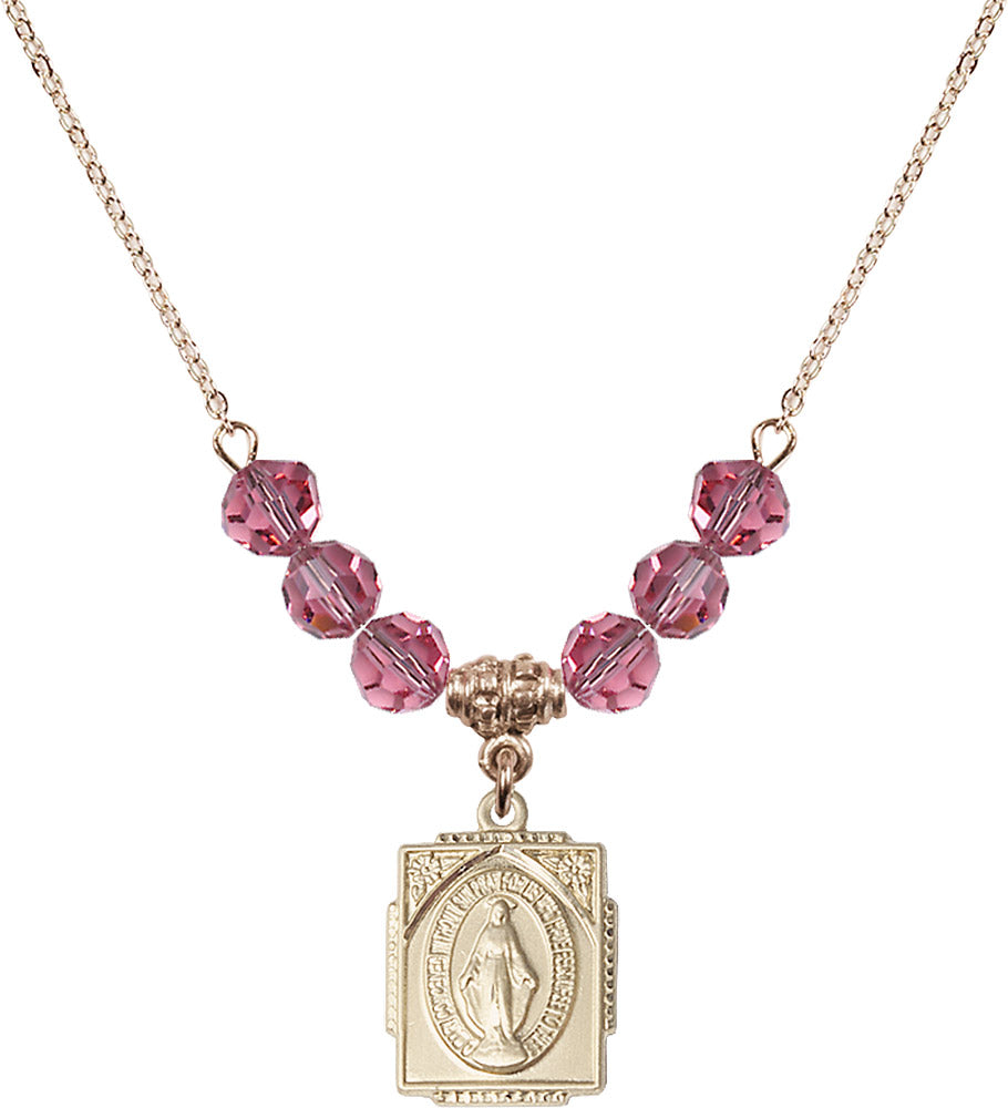 14kt Gold Filled Miraculous Birthstone Necklace with Rose Beads - 0804