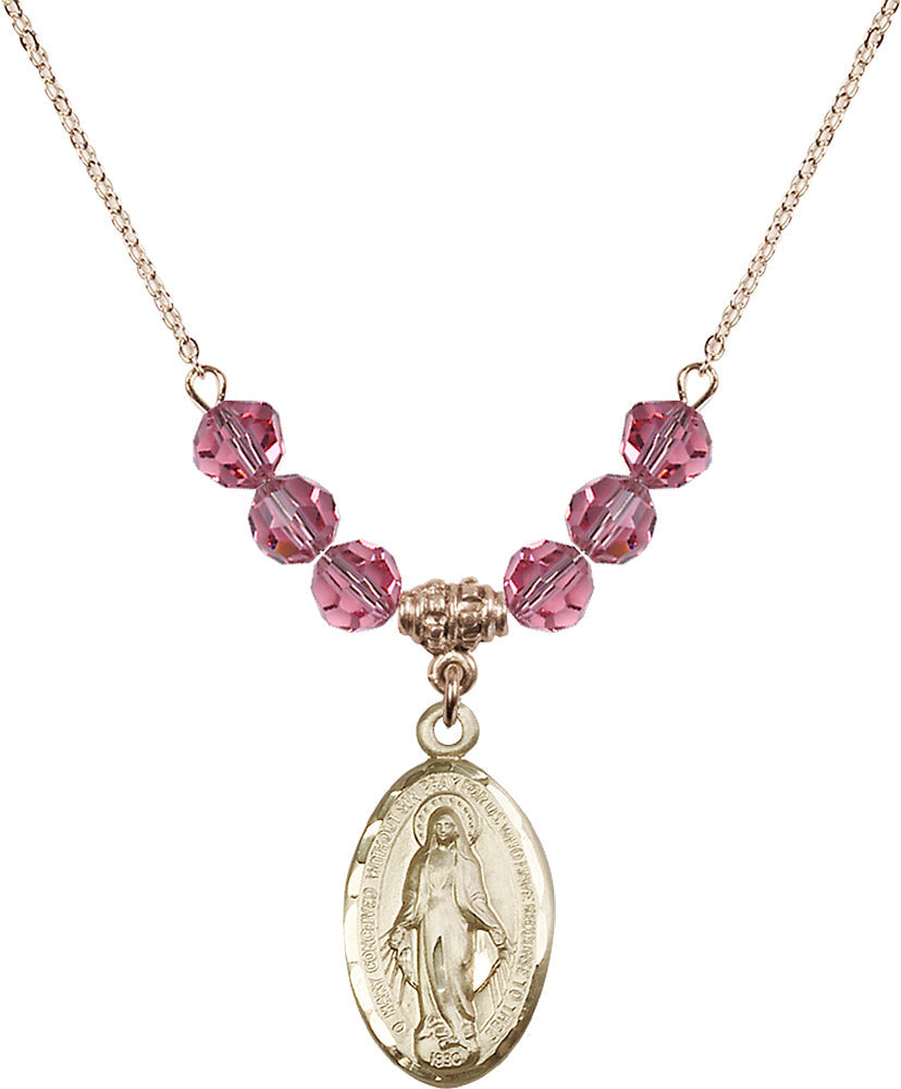 14kt Gold Filled Miraculous Birthstone Necklace with Rose Beads - 1615