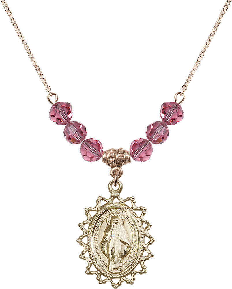 14kt Gold Filled Miraculous Birthstone Necklace with Rose Beads - 1619
