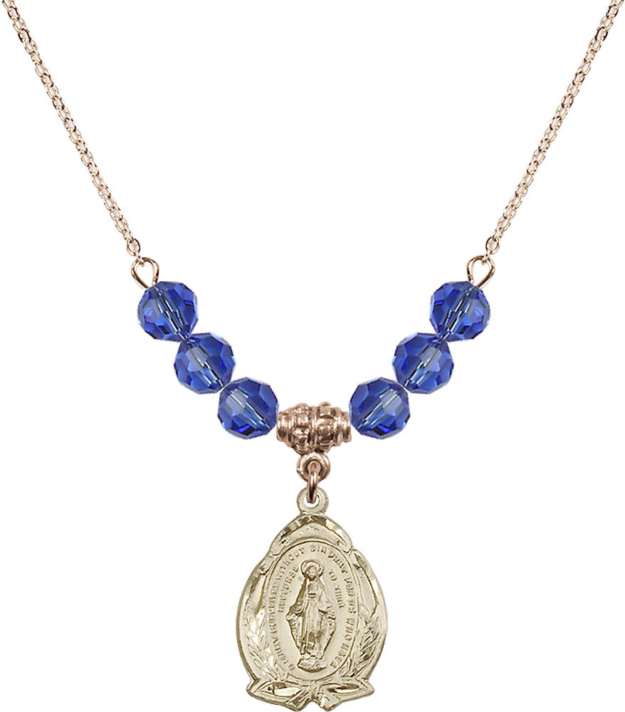 14kt Gold Filled Miraculous Birthstone Necklace with Sapphire Beads - 1481