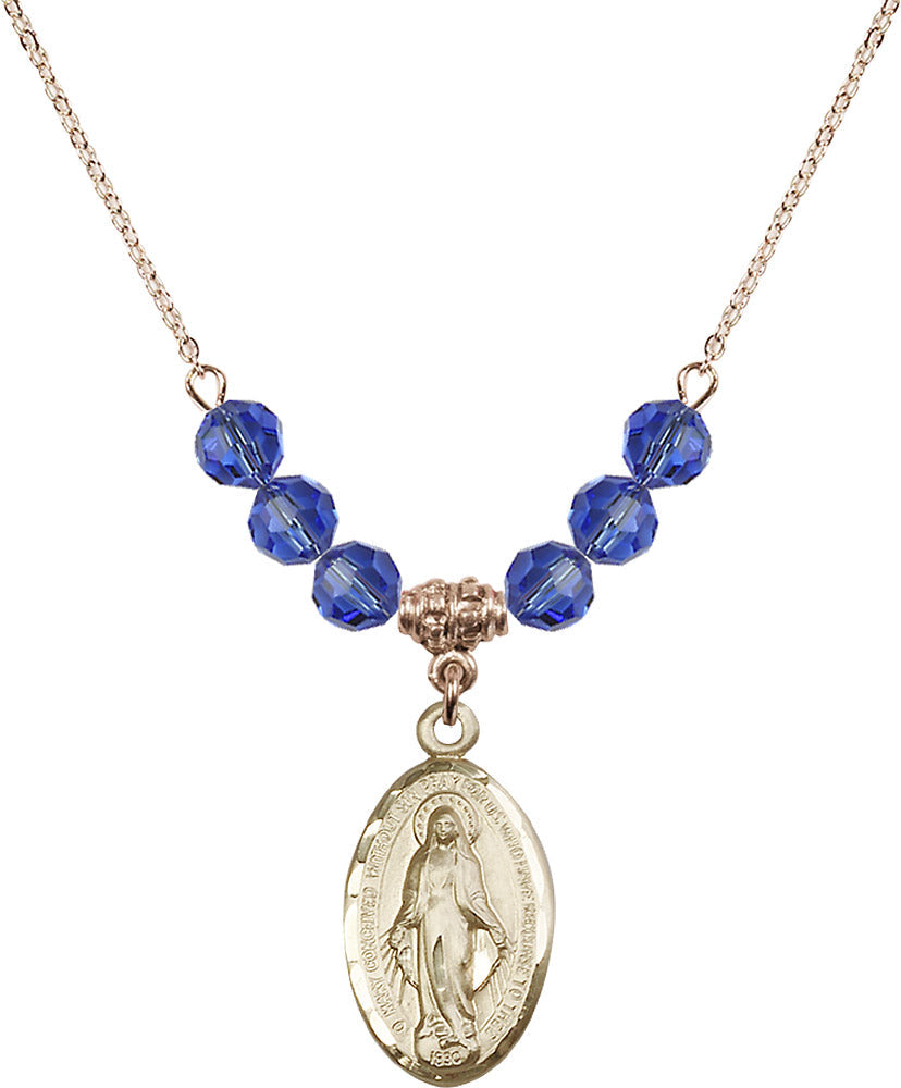 14kt Gold Filled Miraculous Birthstone Necklace with Sapphire Beads - 1615