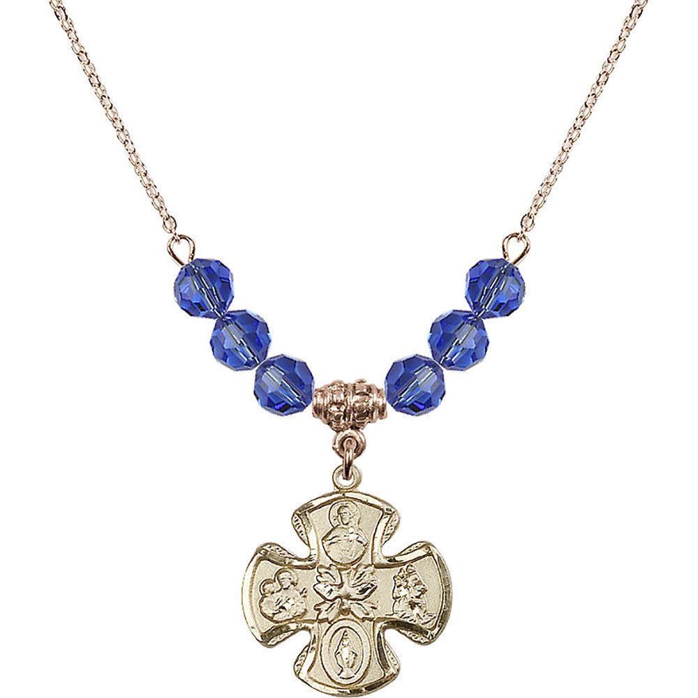 14kt Gold Filled 5-Way Birthstone Necklace with Sapphire Beads - 5443