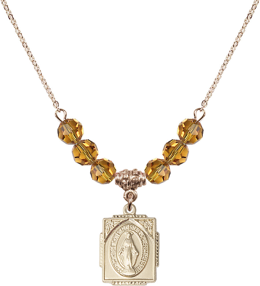 14kt Gold Filled Miraculous Birthstone Necklace with Topaz Beads - 0804
