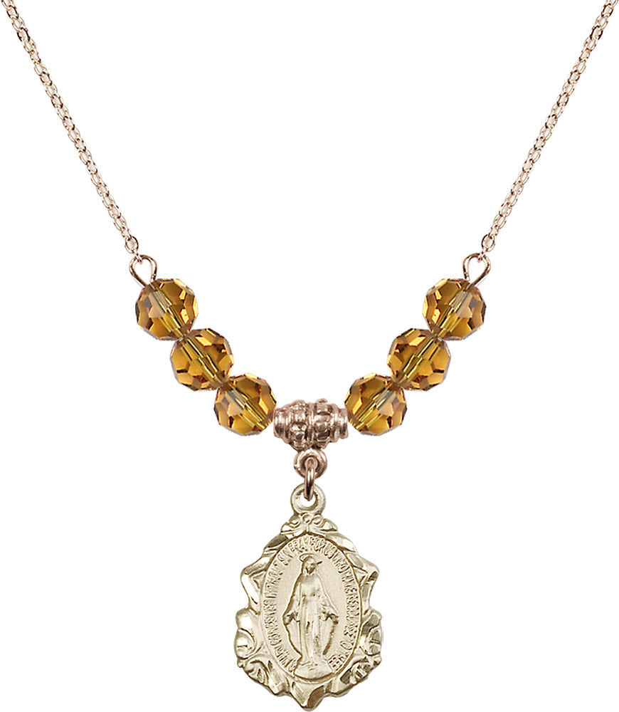 14kt Gold Filled Miraculous Birthstone Necklace with Topaz Beads - 0822