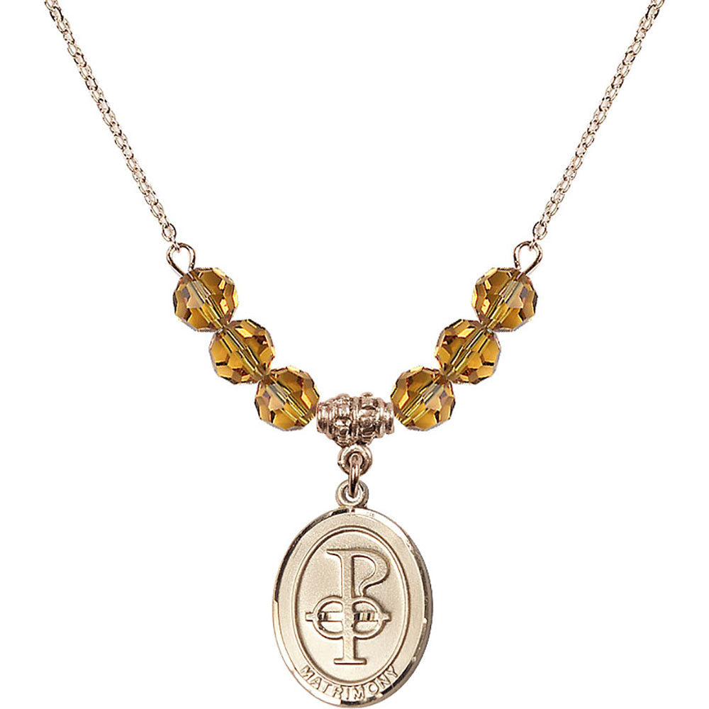 14kt Gold Filled Matrimony Birthstone Necklace with Topaz Beads - 0869