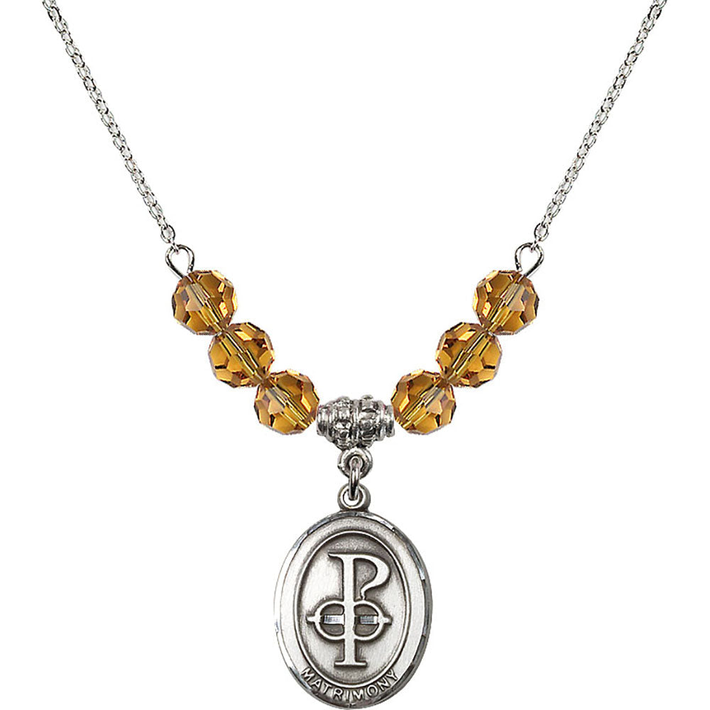 Sterling Silver Matrimony Birthstone Necklace with Topaz Beads - 0869
