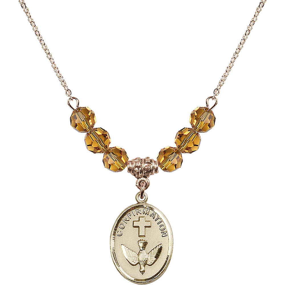 14kt Gold Filled Confirmation Birthstone Necklace with Topaz Beads - 0873