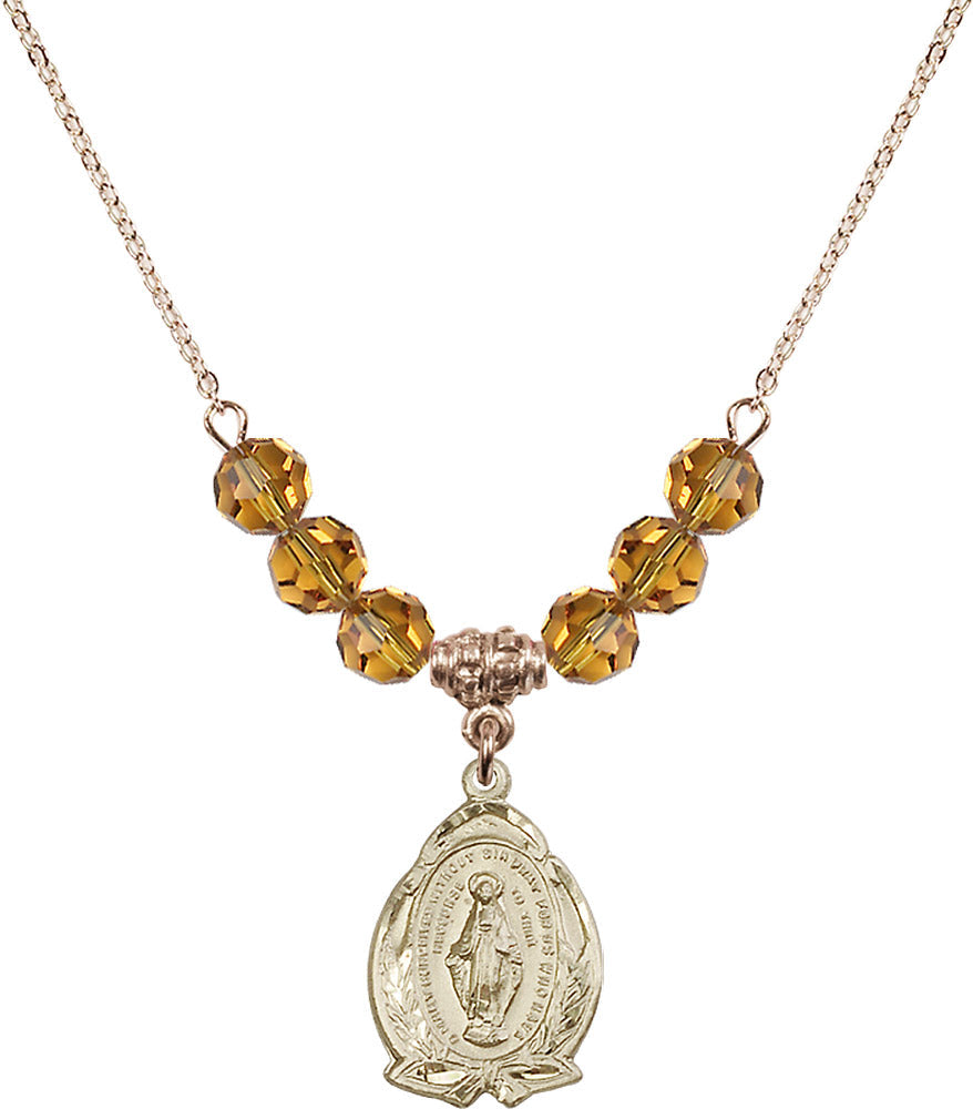 14kt Gold Filled Miraculous Birthstone Necklace with Topaz Beads - 1481