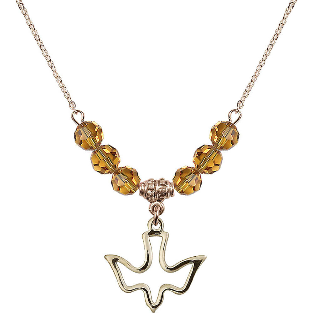 14kt Gold Filled Holy Spirit Birthstone Necklace with Topaz Beads - 1510
