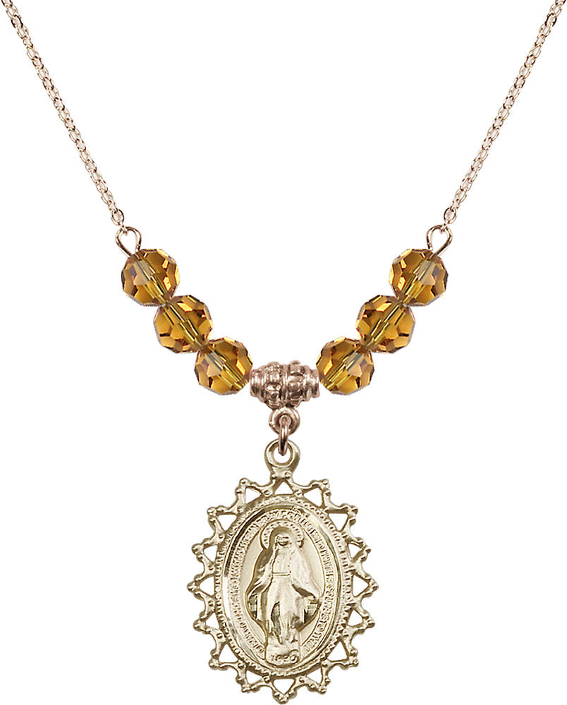 14kt Gold Filled Miraculous Birthstone Necklace with Topaz Beads - 1619