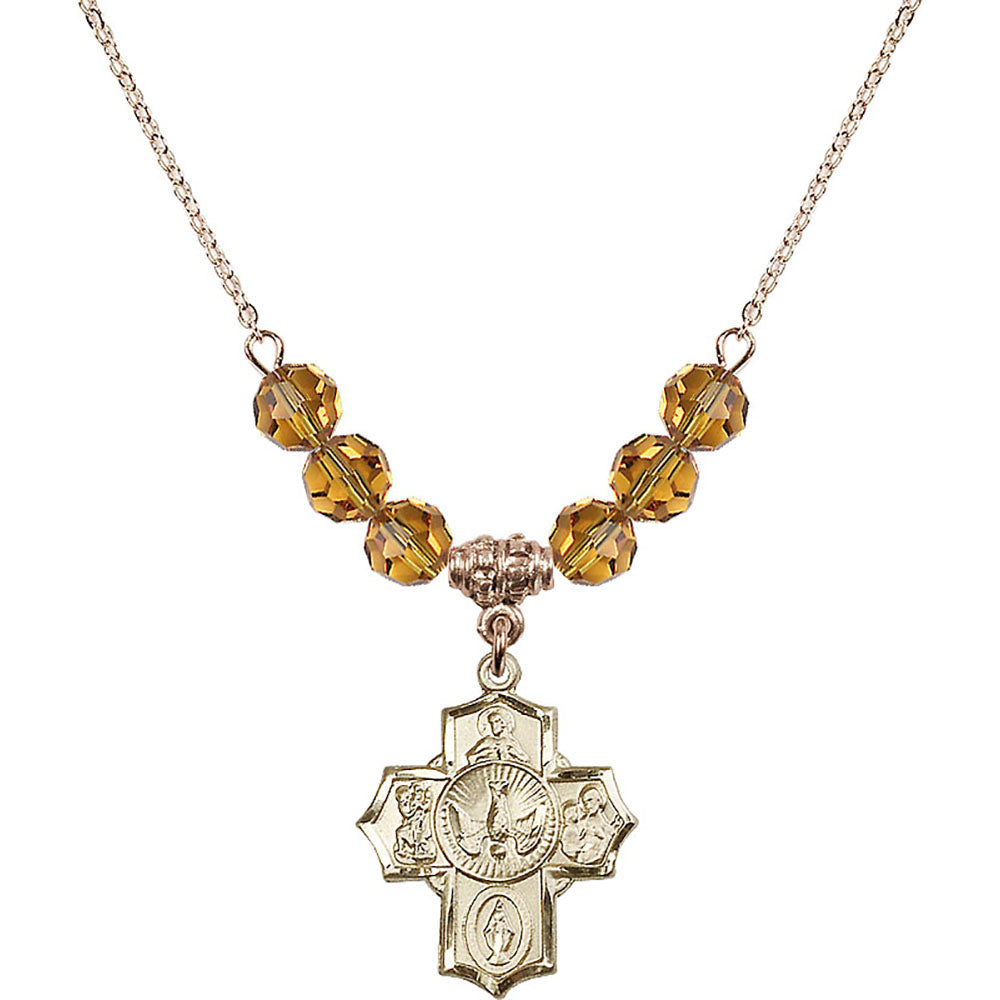 14kt Gold Filled 5-Way Birthstone Necklace with Topaz Beads - 2090