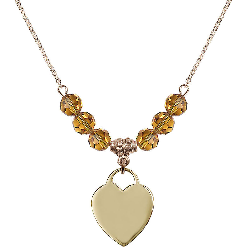 14kt Gold Filled Heart Birthstone Necklace with Topaz Beads - 3200