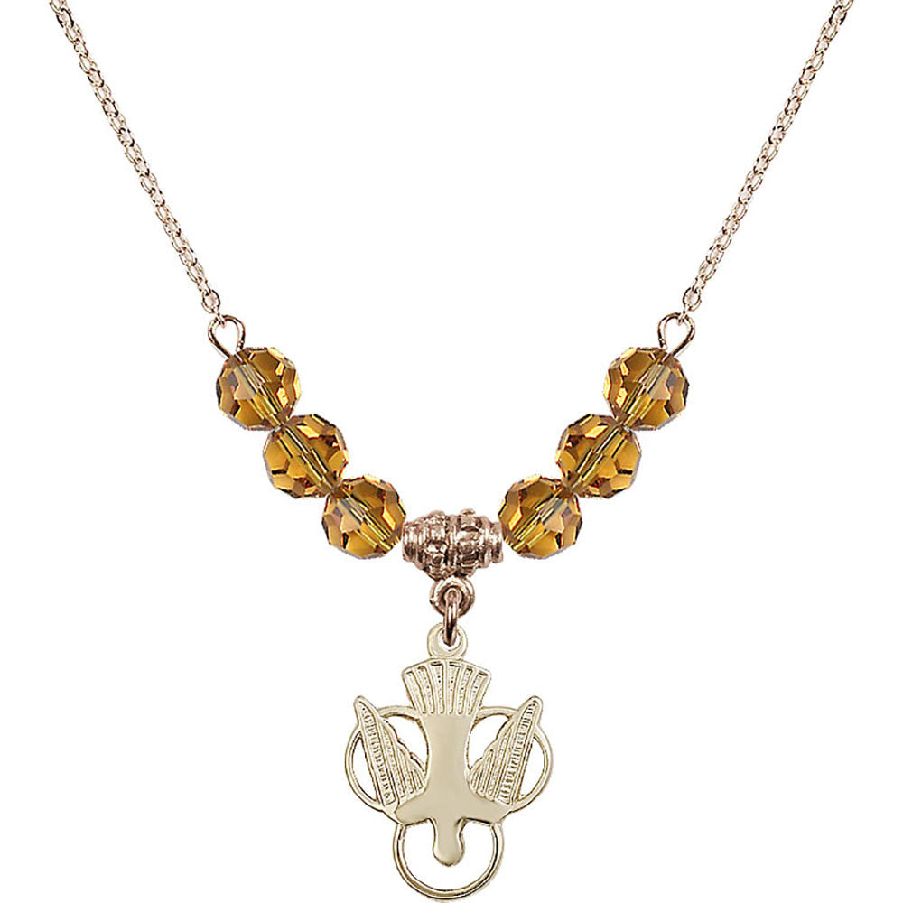 14kt Gold Filled Holy Spirit Birthstone Necklace with Topaz Beads - 5430